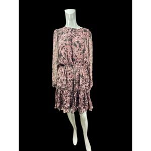 Women's Allison Joy M Shear long sleeve purple‎ snake skin print dress Preowned